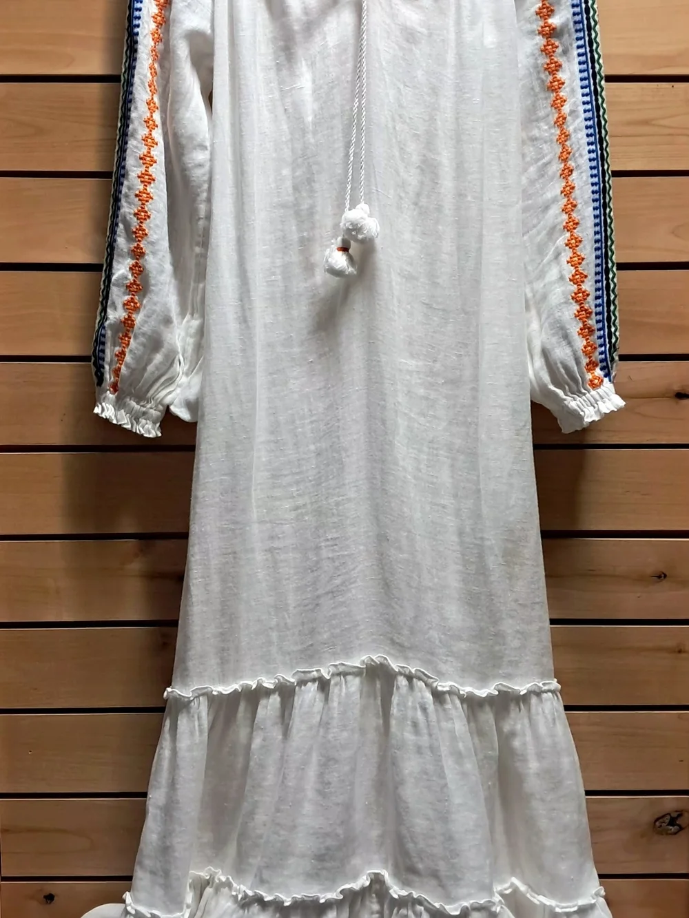 Tory Burch Embroidered Linen Peasant Dress Size S